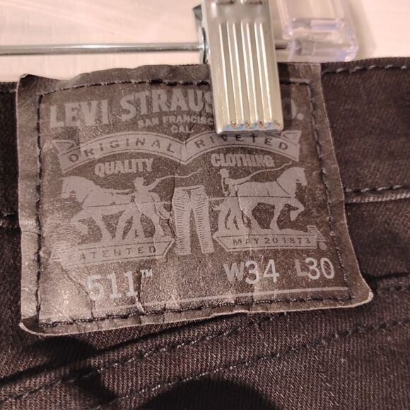 Levi's 511 jeans mens 34x30 black denim stretch slim fit straight leg dark wash - Picture 4 of 10